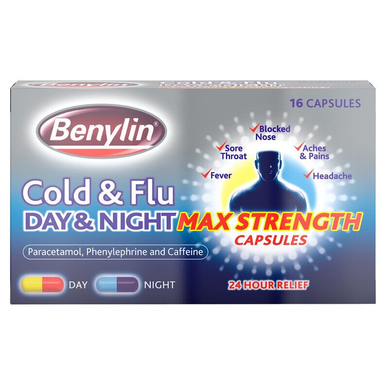Benylin Cold & Flu Day & Night Max Strength – 16 Capsules