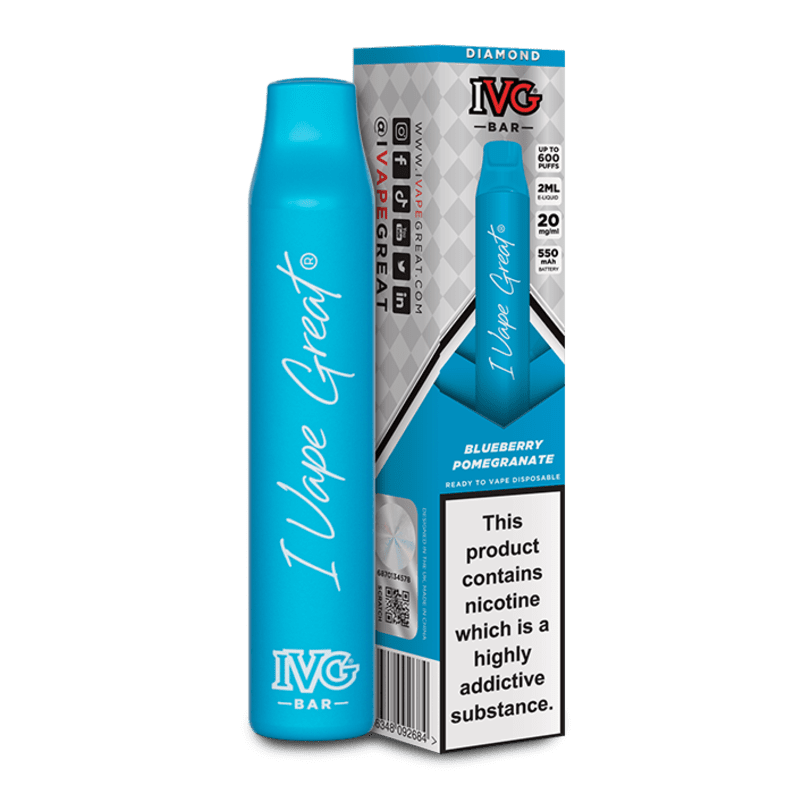 IVG Bar Diamond Disposable Vape Pen E-Cigarette – 600 Puffs – Blueberry Pomegranate