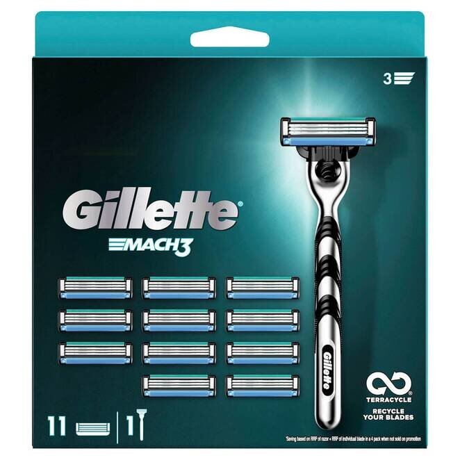 Gillette Mach 3 Value Pack - Razor + 11 Razor Blades